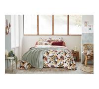Housse de couette réversible 140 x 200 cm - Double gaze de coton imprimée LÉANE - Rose pêche