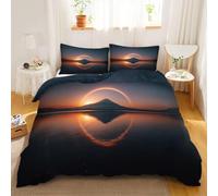 Housse de Couette Réversible 240x220cm Mont Fuji 3 Pièces Parure de Lit en Microfibre Doux, Parure de Couette Réflexion sur La Nature 2 Taies d'oreiller 65x65 cm - Ensemble de literie