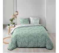 Douceur d'Intérieur Housse de couette réversible Malia 260x240 cm 100% coton 57 fils/cm² Sauge
