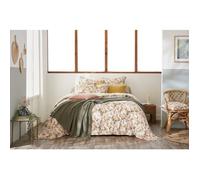 Housse de couette réversible 260 x 240 cm - Double Gaze de Coton Imprimée Clarence - Vert d’eau