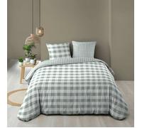 Douceur d'Intérieur Housse de couette réversible Victoire 260x240 cm Coton Vichy Sauge 2 taies