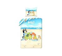 Housse de couette réversible - BLUEY - Ensemble - 100% coton - Design plage - Lavable en machine