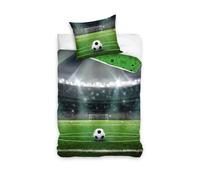 Housse de couette simple - Stade de but de football - 100% coton - Réversible 2 en 1 - 140x200 cm