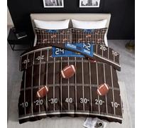 Housse de Couette Sport, Microfibre Fermeture Éclair Cachée | Football Marquage Terrain Doux Résistant à la Décoloration Toutes Saisons Parure de Lit 90 x 190 cm