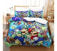 Housse De Couette Super Mario Imprim¿¿E En D Avec Taies D'oreiller, Parure De Lit Pour Adolescents Avec Fermeture ¿¿ Glissi¿¿Re, Housse De Couette En Mic