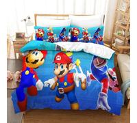 Housse De Couette Super Mario Imprim¿¿E En D Avec Taies D'oreiller, Parure De Lit Pour Adolescents Avec Fermeture ¿¿ Glissi¿¿Re, Housse De Couette En Mic