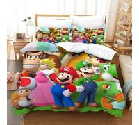 Housse De Couette Super Mario Imprim¿¿E En D Avec Taies D'oreiller, Parure De Lit Pour Adolescents Avec Fermeture ¿¿ Glissi¿¿Re, Housse De Couette En Mic