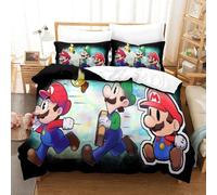 Housse De Couette Super Mario Imprim¿¿E En D Avec Taies D'oreiller, Parure De Lit Pour Adolescents Avec Fermeture ¿¿ Glissi¿¿Re, Housse De Couette En Mic