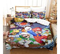 Housse De Couette Super Mario Imprim¿¿E En D Avec Taies D'oreiller, Parure De Lit Pour Adolescents Avec Fermeture ¿¿ Glissi¿¿Re, Housse De Couette En Mic