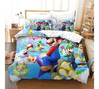 Housse De Couette Super Mario Imprim¿¿E En D Avec Taies D'oreiller, Parure De Lit Pour Adolescents Avec Fermeture ¿¿ Glissi¿¿Re, Housse De Couette En Mic