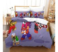 Housse De Couette Super Mario Imprim¿¿E En D Avec Taies D'oreiller, Parure De Lit Pour Adolescents Avec Fermeture ¿¿ Glissi¿¿Re, Housse De Couette En Mic