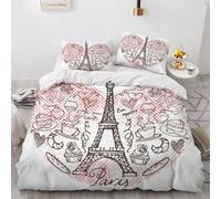 Housse De Couette Tour Eiffel X Imprim¿¿ D Paris Parure De Lit Personnes Hypoallergique Microfibre Literie Pi¿¿Ces Avec Fermeture ¿¿Clair Et Ta