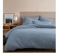 Housse de couette unie 100% Coton - MATT & ROSE - COTON LAVÉ - Bleu orage - 200x200 cm