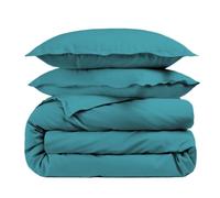 Housse de Couette Unie 100% Percale de Coton 80 Fils + Taie(s) 65x65 cm - Fabriquée en Europe - Doux et Respirant - Oeko-Tex®