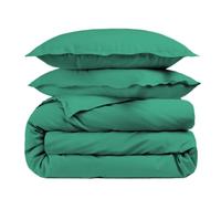 Housse de Couette Unie 100% Percale de Coton 80 Fils + Taie(s) 65x65 cm - Fabriquée en Europe - Doux et Respirant - Oeko-Tex®