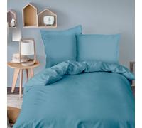 Housse De Couette Unie En Coton, Coton Lavé Bleu Glacier 240X220