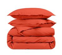 Housse de couette unie percale 80 fils + Taies - Terracotta 240x260 cm | Tissage serré • 100% coton fibre longues • Toucher doux • Finition bouteille • Entretien facile • Qualité grand teint