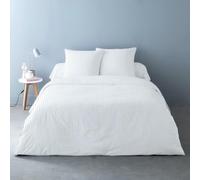 Housse de Couette Unie rayée Satin de Coton 78 Fils + Taies 220x240 cm | Matière naturelle respirante • Toucher soyeux •Confort toutes saisons • Fermeture à boutons discrets • Entretien facile