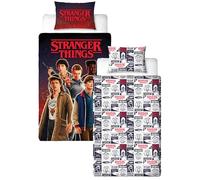Housse de Couette Unique Design Flammes sous Licence Officielle Stranger Things | Literie réversible Double Face incluant Une Housse de Coussin Assortie | Parfait pour la Chambre des Enfants