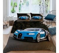 Housse De Couette Voiture De Sport 200X200 avec Fermeture Éclair,Parure De Lit Voiture Noire 1 Personne,3D Microfibre Housse De Couette avec Taie d'oreiller,Hiver Été,Double Bed,A26
