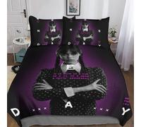 Housse De Couette Wednesday Addams, Parure De Lit Mercredi Addams Microfibre, Ensemble De Literie Avec Fermeture ¿¿ Glissi¿¿Re + Taies D'oreiller King£¿X