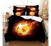 Housse De Couette X Cm Enfant Football Noir Parure De Lit Personnes Avec Fermeture ¿¿Clair Doux Respirant Confortable Microfibre Housse De Couette Et Taie D'oreiller X Cm