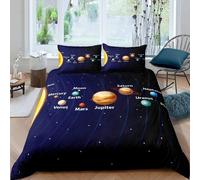 Housse De Couette X Cm Enfant Syst¿¿Me Solaire Bleu Parure De Lit Personne Avec Fermeture ¿¿Clair Doux Confortable Respirant Microfibre Housse De Couette Et Taie D'oreiller X Cm