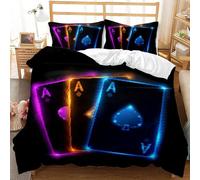 Housse De Couette X Jouer Aux Cartes, D Imprim¿¿E Microfibre Parure De Lit Jouer Aux Cartes Housse De Couettes Personne Avec X Taie D'oreiller X Cm