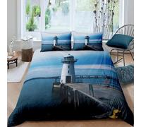 Housse De Couette X Phare, D Imprim¿¿E Microfibre Parure De Lit Phare Housse De Couettes Personne Avec X Taie D'oreiller X Cm