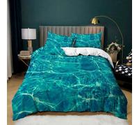 Housse De Couette Xcm D Imprim¿¿ Vague D'eau Cyan Parure De Lit Ensemble De Literie Pi¿¿Ces Ultra Douce Confortable Microfibre Hypoallergique Avec Ferm