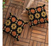 Housse de Coussin 30 x 30 cm Coussin Exterieur Impermeable, Lot de 2 Décorative en Lin Rétro Housses de Coussins, Bohême Coussins Décoratifs pour Meuble de Jardin Patio Balcon Canapé L-L484
