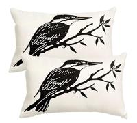 Housse de Coussin 30x40 cm Lot de 2 Housse Coussin Oiseaux Décoratif Canape Taie D'Oreiller Housses de Coussins Champêtre Decoration Maison Salon pour Canapé avec Fermeture Éclair Invisible -SC504