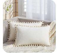 Housse de coussin - 30x50 cm - Blanc crème - Lot de 2 - Velours doux