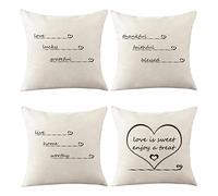 Housse de Coussin 40 X 40 Sweet Home, Taie d'oreiller Coeur Famille Love Housse Coussin Decoratif pour Canapé Maison Décoration Lot de 4