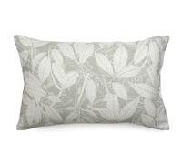 Housse de coussin 40x60 cm lin lavé imprimé végétal HELIOS gris Lichen