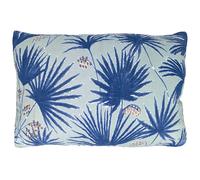 Housse de coussin 40x60 cm lin lavé motif végétal PALAWAN bleu Indigo