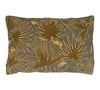 Housse de coussin 40x60 cm lin lavé motif végétal PALAWAN vert Kaki