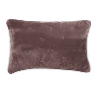 Housse de coussin 40x60 GIPSY velours piquage points brodés gris Bison