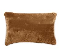 Housse de coussin 40x60 GIPSY velours piquage points brodés marron Camel