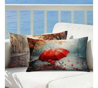 Housse de Coussin 40x70 Automne Parapluie Housse Coussin Exterieur Impermeable Lin Taie Oreiller Lot de 2 Oreiller Canape Motif Impression Double Face pour Jardin Decoration Salon Cadeau Femme Cod659