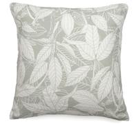 Housse de coussin 45x45 cm lin lavé imprimé végétal HELIOS gris Lichen