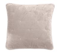 Housse de coussin 45x45 GIPSY velours piquage points brodés blanc Naturel