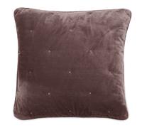 Housse de coussin 45x45 GIPSY velours piquage points brodés gris Bison