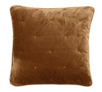 Housse de coussin 45x45 GIPSY velours piquage points brodés marron Camel
