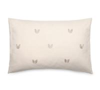 Housse de coussin 50% lin 50% coton 40x60 cm LEONIE beige ficelle broderie feuilles