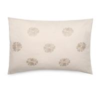 Housse de coussin 50% lin 50% coton 40x60 cm LEONIE beige ficelle broderie fleurs
