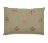 Housse de coussin 50% lin 50% coton 40x60 cm LEONIE vert mousse broderie fleurs