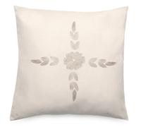 Housse de coussin 50% lin 50% coton 45x45 cm LEONIE beige ficelle broderie bouquet