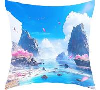 Housse de Coussin 55x55cm Coussin Canape Doux Velours Décoratif Taie d'oreiller Moderne Decoration Canapé Carré Housse Coussins, pour Canapé Lit et Salon Décoration Oreiller Lac De Montagne YX4RB-701