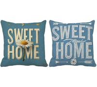 Housse de Coussin 65x65 Couleur œuf de canard Housse Coussin Exterieur Impermeable Doux Lot de 2 Lettre avec Fermeture Eclair pour Decoration Salon Maison Chambre Exterieur Jardin Terrasse r3-e5497